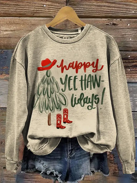 Happy Yee Haw-lidays! Print Casual Sweatshirt