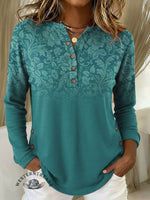 Women's Vintage Floral Pattern Art Print Casual Cotton Shirt