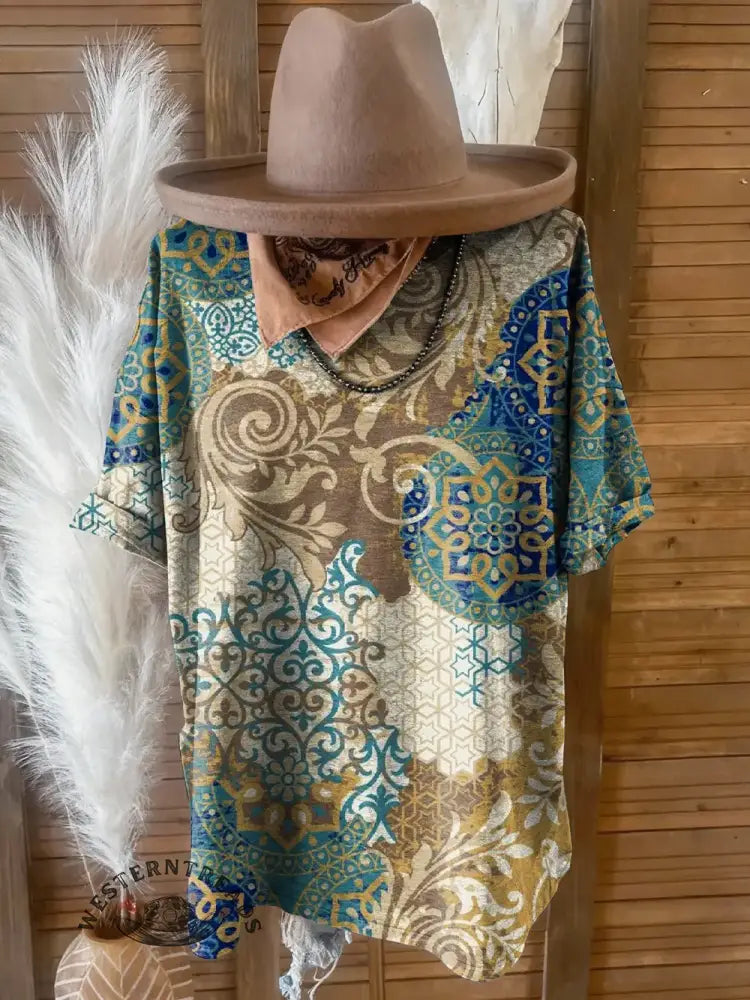 Vintage Western Art Print T-shirt