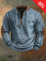 🔥Hot Sale🔥Men's Vintage Knit Print Zip-Up Sweatshirt